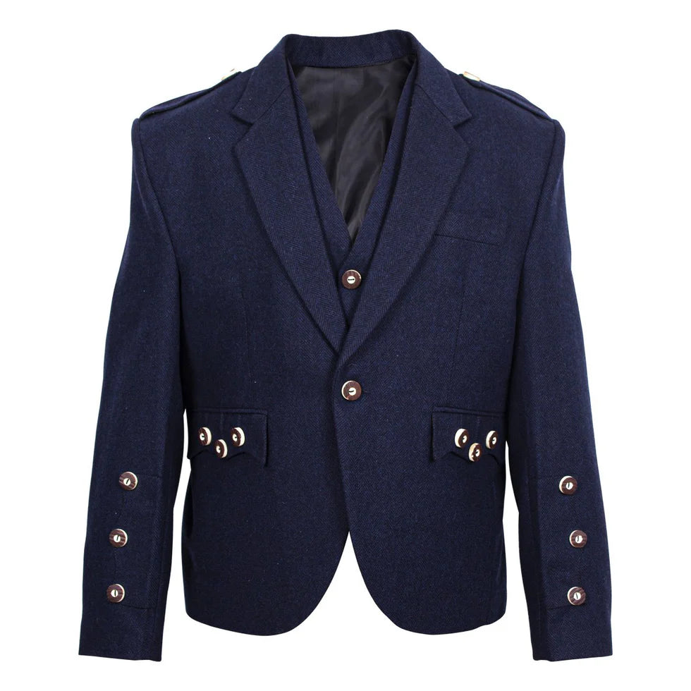 champions chase Blue Tweed Argyll Jacket And Vest