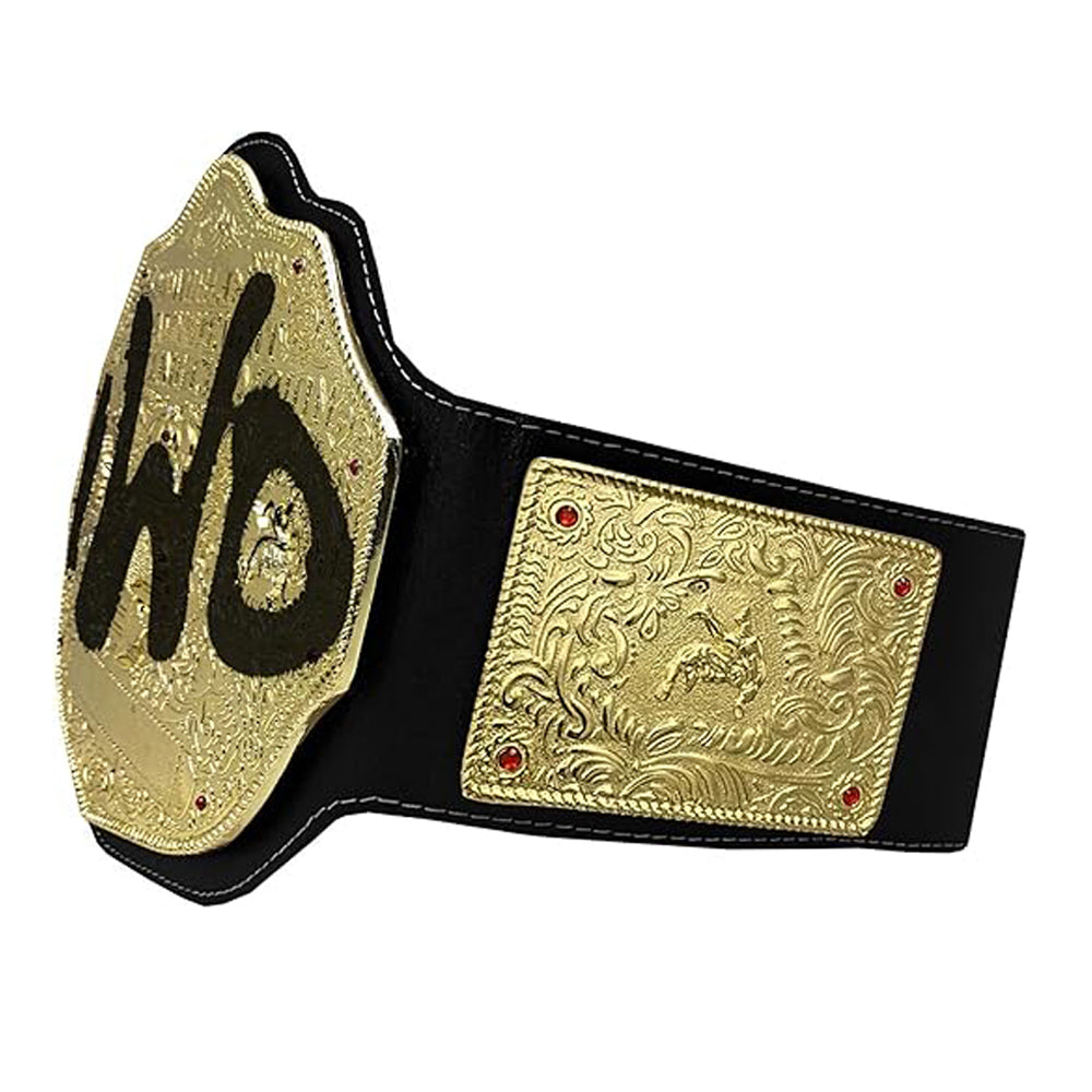 NWO Spray Big Gold Heavyweight Title Belts Replica 4mm Diecast Black Leather Strap