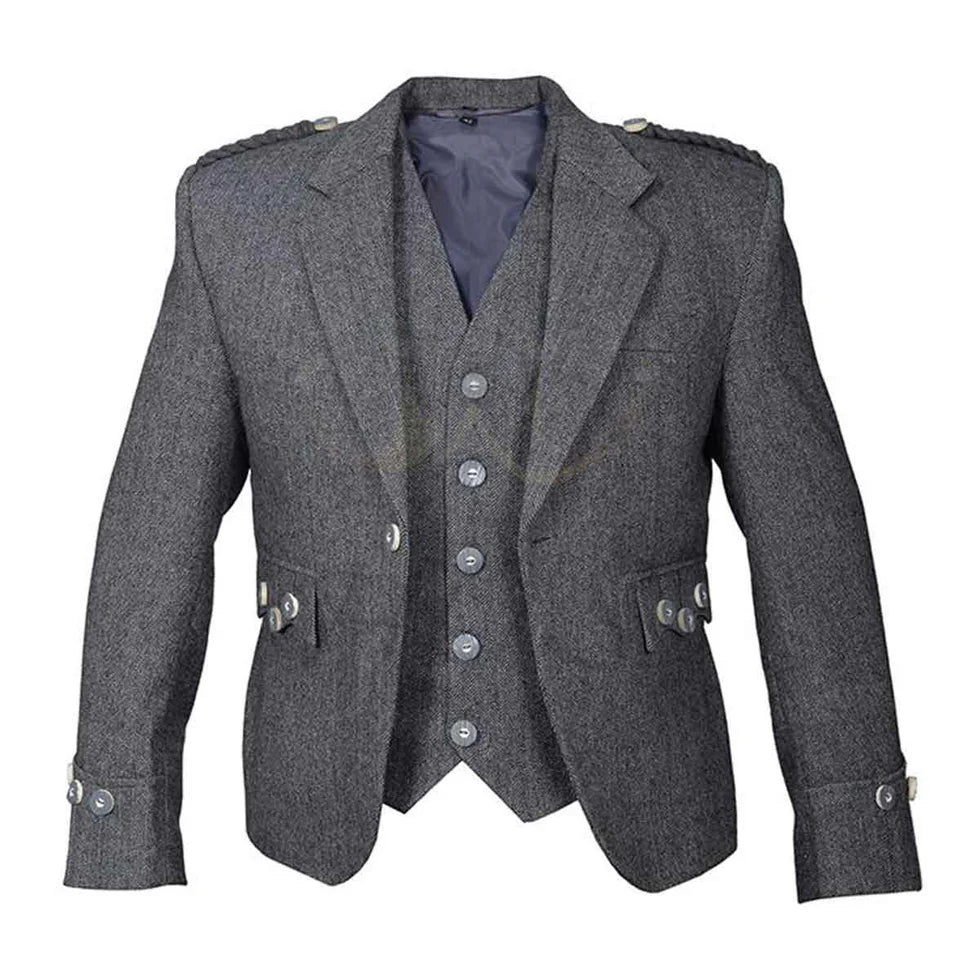 champions chase Grey Tweed Argyll Jacket And Vest