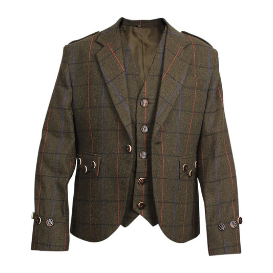 champions chase Brown With Red And Blue Tweed Argyll Jacket And Vest