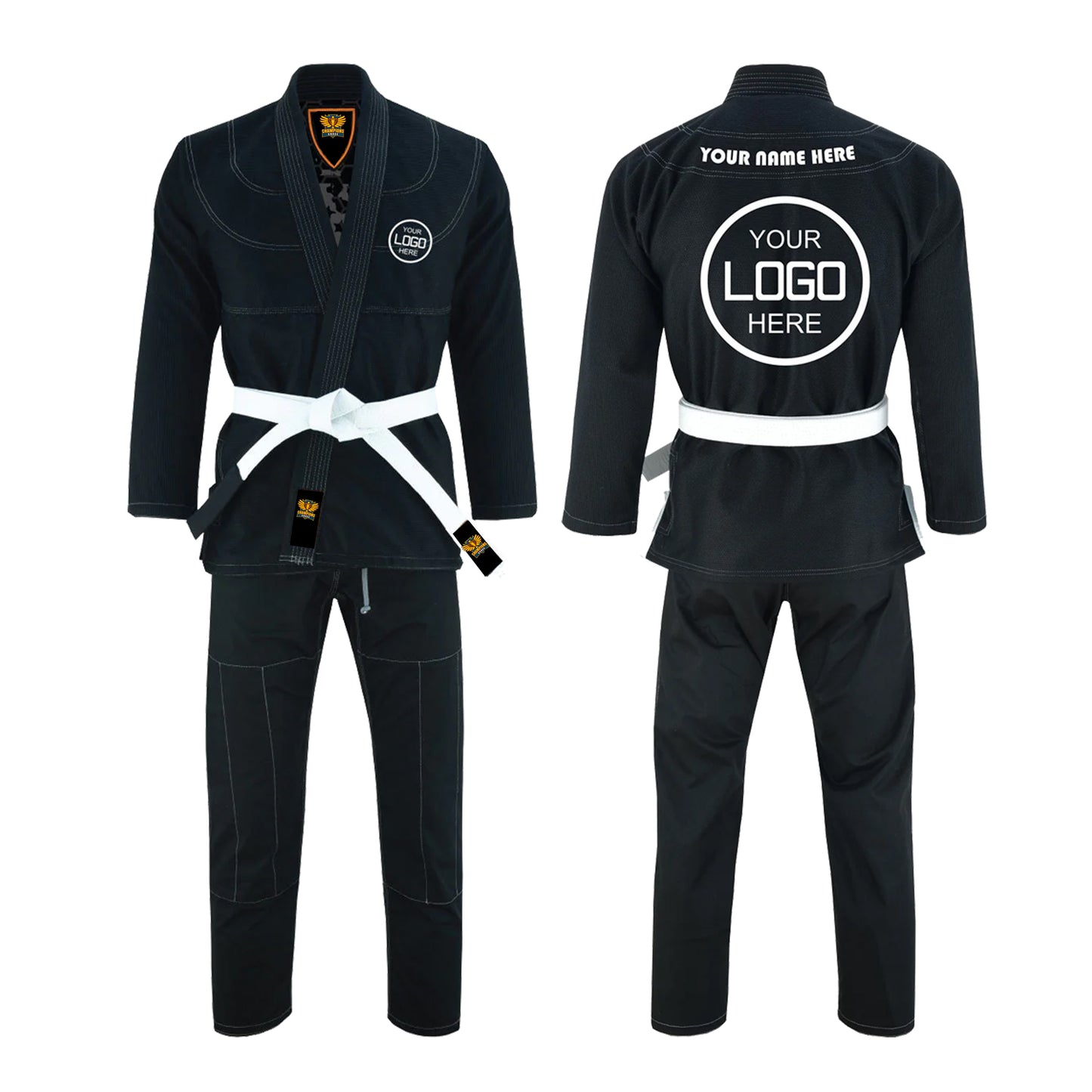 champions chase Black - Custom Name and Logo Brazilian Jiu Jitsu BJJ Gi