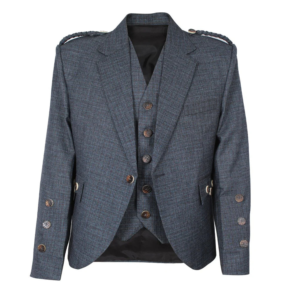 Champions Chase Argyll Jacket Blue Serge Wool With Vest