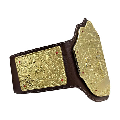 Fandu Belts Adult Championship Wrestling Title Replica Belt Brown strap Big Gold,