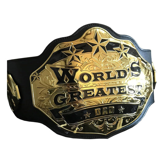 World’s Greatest Dad Championship wrestling Belt Replica Adult Size, Black Strap
