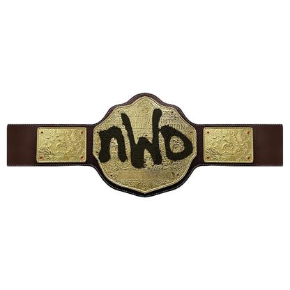 NWO Spray Big Gold Heavyweight Title Belts Replica 4mm Diecast Brown Leather Strap
