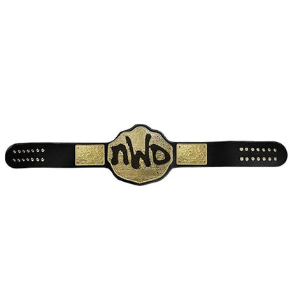 NWO Spray Big Gold Heavyweight Title Belts Replica 4mm Diecast Black Leather Strap