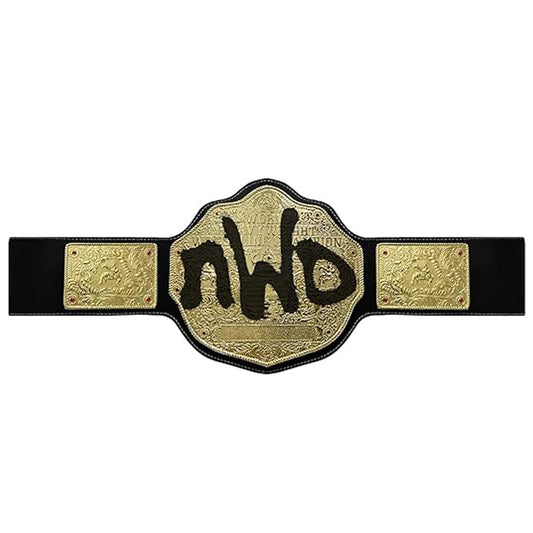 NWO Spray Big Gold Heavyweight Title Belts Replica 4mm Diecast Black Leather Strap