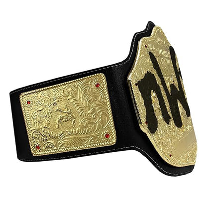 NWO Spray Big Gold Heavyweight Title Belts Replica 4mm Diecast Black Leather Strap