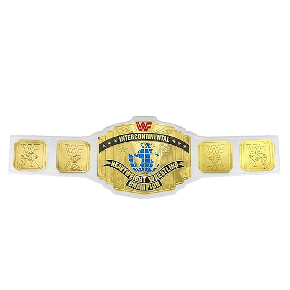 White Intercontinental Heavyweight Unisex Adult Wrestling Belt Replica – Gold Coated Metal with Real Leather Strap