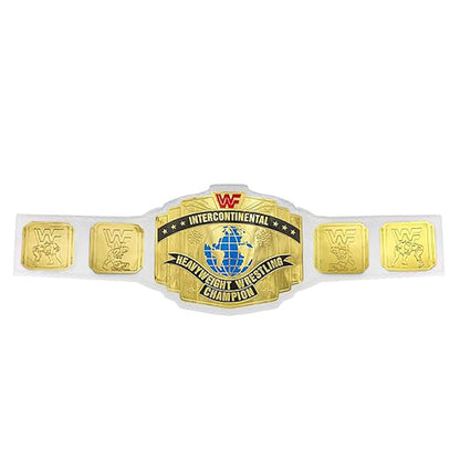 White Intercontinental Heavyweight Unisex Adult Wrestling Belt Replica – Gold Coated Metal with Real Leather Strap