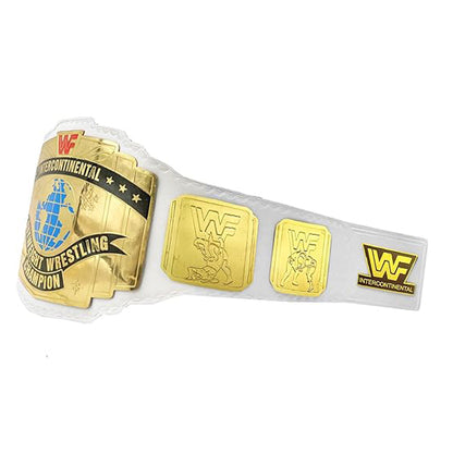 White Intercontinental Heavyweight Unisex Adult Wrestling Belt Replica – Gold Coated Metal with Real Leather Strap