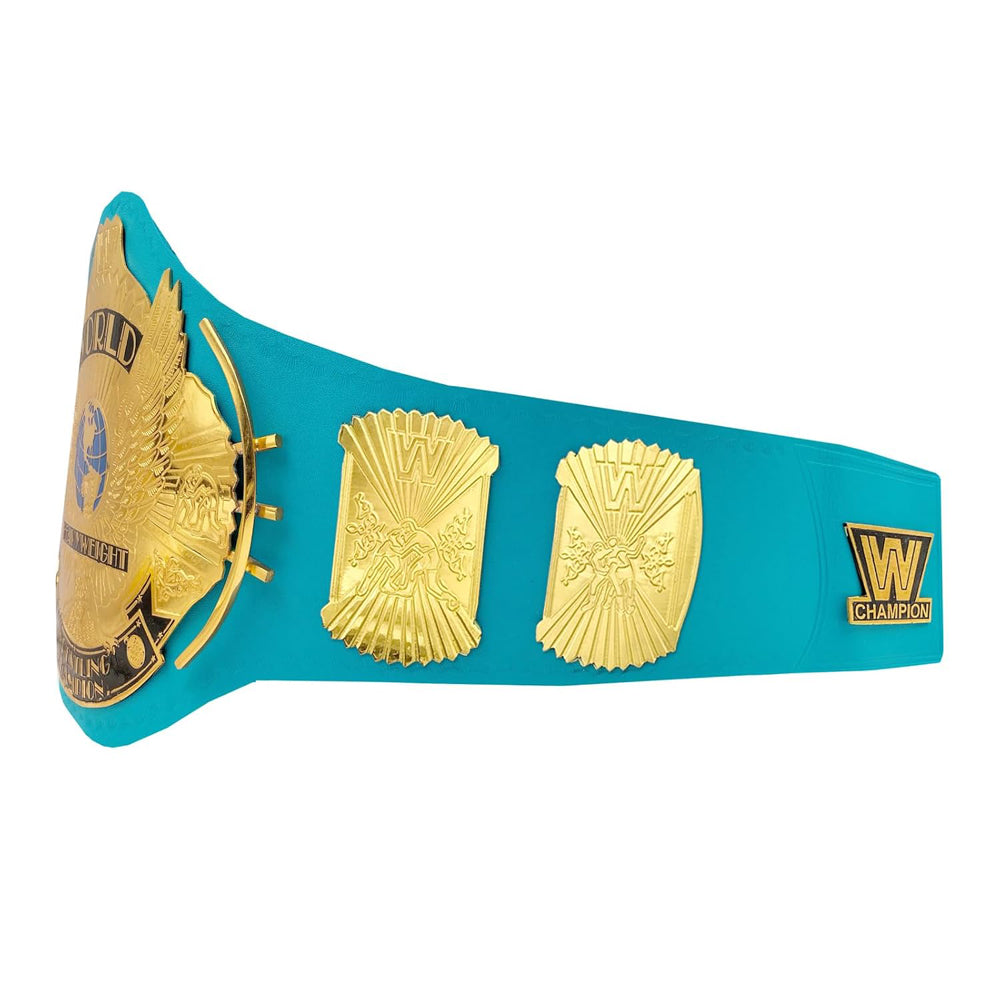 World Heavyweight Winged Eagle Title Belt Replica Sky Blue Leather Strap