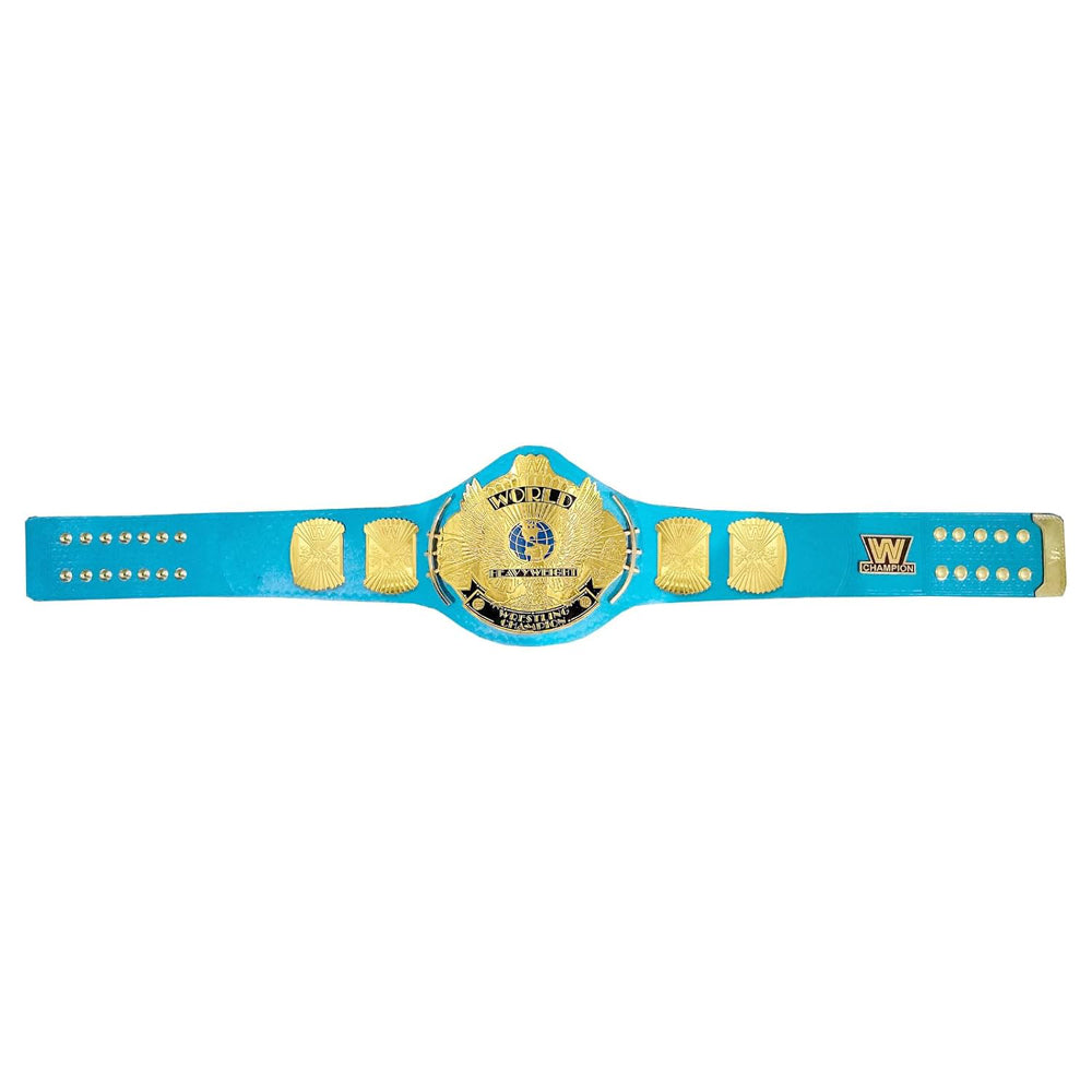 World Heavyweight Winged Eagle Title Belt Replica Sky Blue Leather Strap